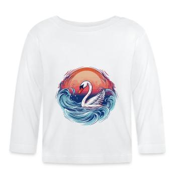 Cygne sur l’eau sauvage - T-shirt manches longues bio Bébé - blanc - Devant