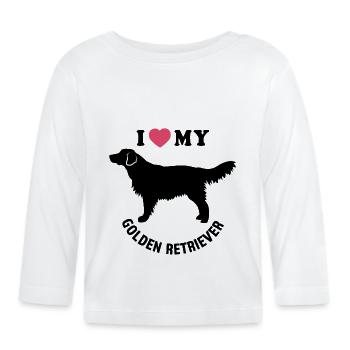 Ich liebe meinen Golden Retriever - Baby Bio-Langarmshirt - Weiß - Vorne