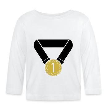1er rang médaille - T-shirt manches longues bio Bébé - blanc - Devant