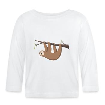 Sloth Sloth est suspendu à la branche - T-shirt manches longues bio Bébé - blanc - Devant
