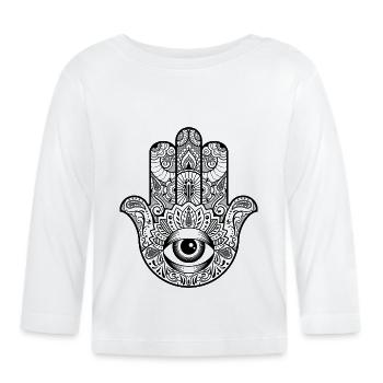 Main de fatima - T-shirt manches longues bio Bébé - blanc - Devant