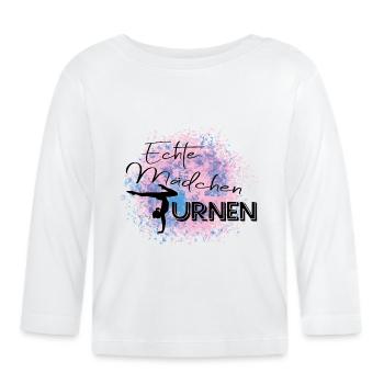 Echte Mädchen Turnen - Baby Bio-Langarmshirt - Weiß - Vorne