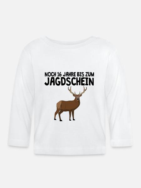 Nachwuchs Jagdschein Hirsch - Baby Bio-Langarmshirt - Weiß