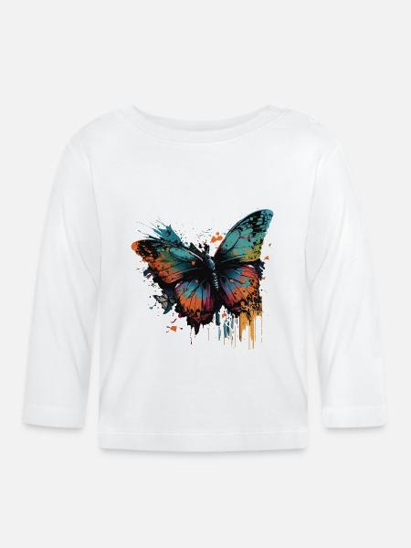 Irisierender Schmetterling - Baby Bio-Langarmshirt - Weiß