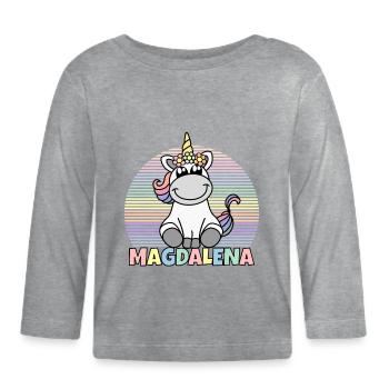 Magdalena Unicorn Name - Organic Baby Long Sleeve T-Shirt - heather grey - Front