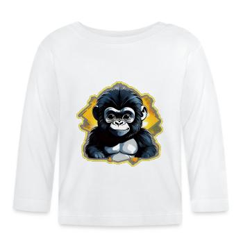 Cute Baby Gorilla - Organic Baby Long Sleeve T-Shirt - white - Front