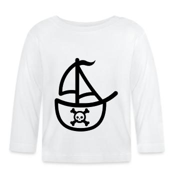 Bateau pirate - T-shirt manches longues bio Bébé - blanc - Devant