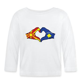 Mazedonien Kosovo Flagge Hände Herzform - Baby Bio-Langarmshirt - Weiß - Vorne
