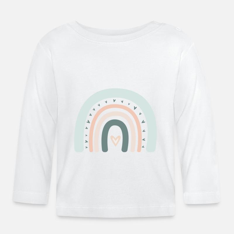 Boho Regenbogen - Baby Bio-Langarmshirt - Weiß