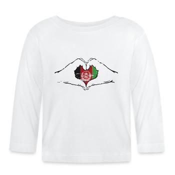 Afghanistan Flagge Hände Herzform used - Baby Bio-Langarmshirt - Weiß - Vorne