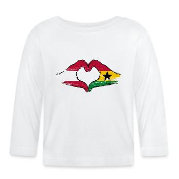 Autriche Ghana drapeau mains forme de coeur utilisé - T-shirt manches longues bio Bébé - blanc - Devant