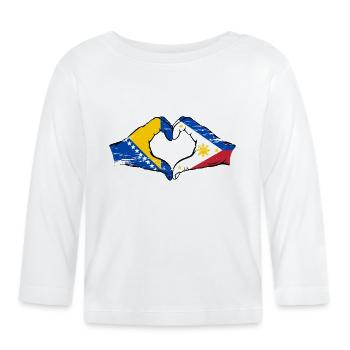 Bosnien Philippinen Flagge Hände Herzform used - Baby Bio-Langarmshirt - Weiß - Vorne