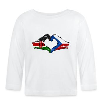 Kenya République tchèque drapeau mains cœur utilisé - T-shirt manches longues bio Bébé - blanc - Devant