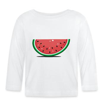 Wassermelone Design Scheibe - Baby Bio-Langarmshirt - Weiß - Vorne