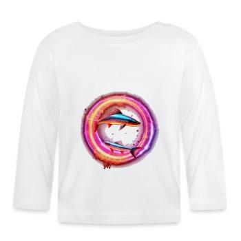 Pisces Hypno Neon Ring - Organic Baby Long Sleeve T-Shirt - white - Front