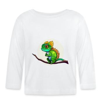 Mignon petit lézard - T-shirt manches longues bio Bébé - blanc - Devant