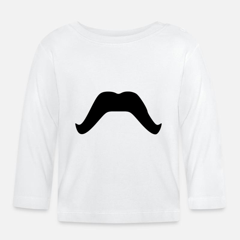 Moustache. Barbe Moussa - T-shirt manches longues bio Bébé - blanc