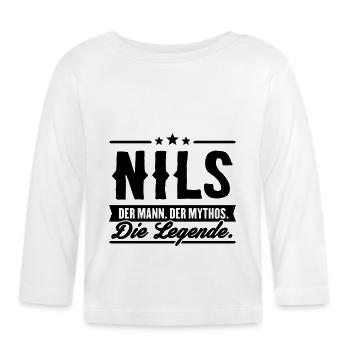 Man Myth Legend Nils - Organic Baby Long Sleeve T-Shirt - white - Front