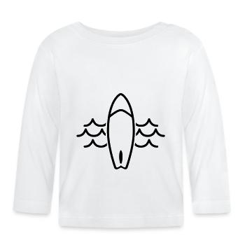 Vagues planche de surf surf surf surf - T-shirt manches longues bio Bébé - blanc - Devant
