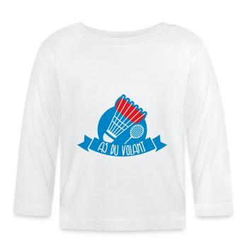 Badminton - As du volant - T-shirt manches longues bio Bébé - blanc - Devant