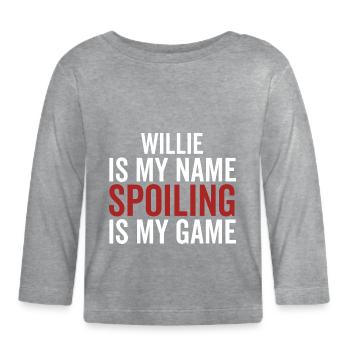 Willie ist mein Name Verderben ist mein Spiel - Baby Bio-Langarmshirt - Grau meliert - Vorne
