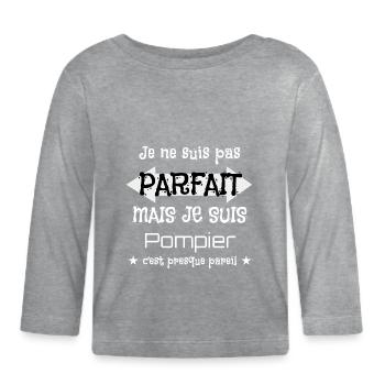 Pompier - T-shirt manches longues bio Bébé - gris chiné - Devant