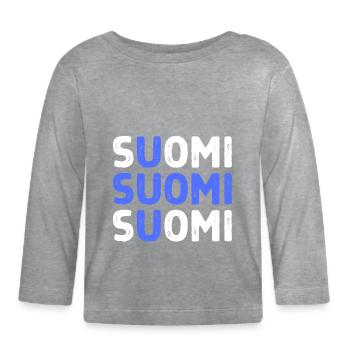 Englisches Wort Flagge - Baby Bio-Langarmshirt - Grau meliert - Vorne