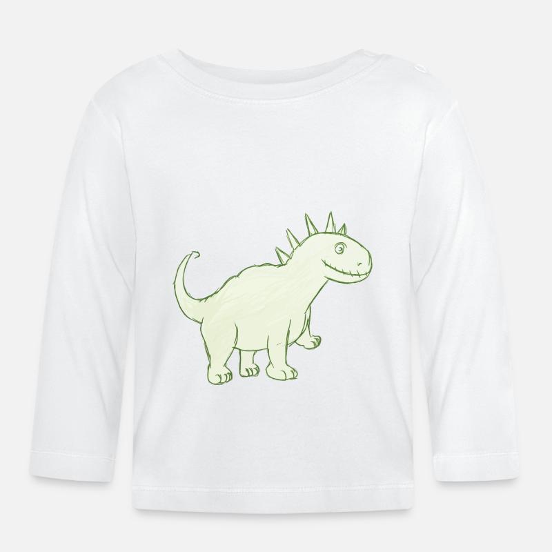 Freundlicher Dinosaurier - Baby Bio-Langarmshirt - Weiß
