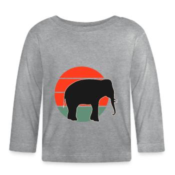 Vintage-Elefanten-Sonnenuntergangsdesign - Baby Bio-Langarmshirt - Grau meliert - Vorne