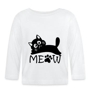 Dramatisches Miauen - Baby Bio-Langarmshirt - Weiß - Vorne
