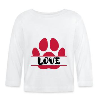 Dogs Paws Imprint Love Vector Design - Organic Baby Long Sleeve T-Shirt - white - Front