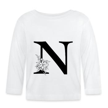 Letter N - Organic Baby Long Sleeve T-Shirt - white - Front