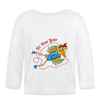 Schräger Vogel Seilspringen Fitness mit Humor - Baby Bio-Langarmshirt - Weiß - Vorne