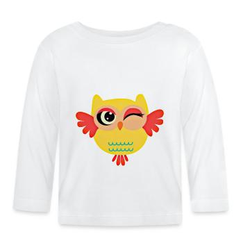 Das Zwinkern der Clea-Eule - Baby Bio-Langarmshirt - Weiß - Vorne