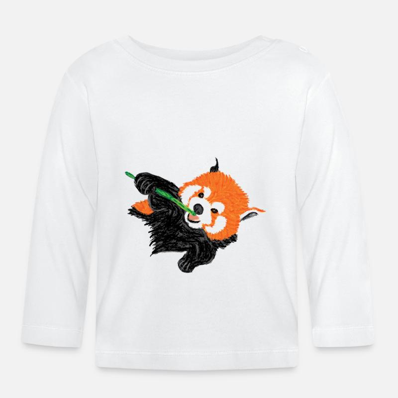 Roter Panda / Red Panda Design V - T-shirt manches longues bio Bébé - blanc