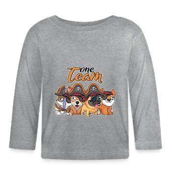 équipe famille chien pirate enterrement de vie de jeune fille père - T-shirt manches longues bio Bébé - gris chiné - Devant