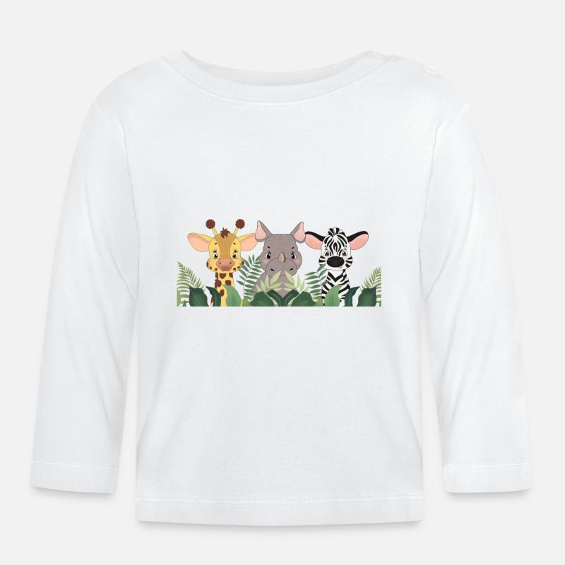 Wildtiere - Baby Bio-Langarmshirt - Weiß