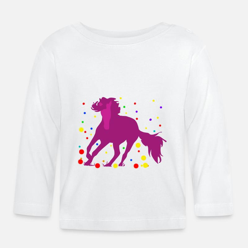 Cheval avec des étoiles - T-shirt manches longues bio Bébé - blanc