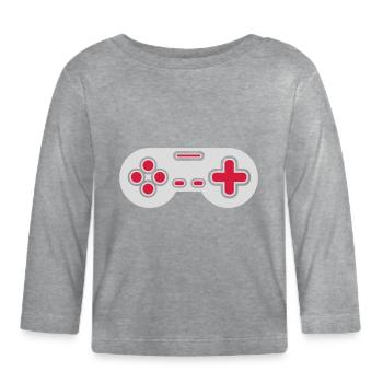 Design Retro Gamer Controller - Baby Bio-Langarmshirt - Grau meliert - Vorne