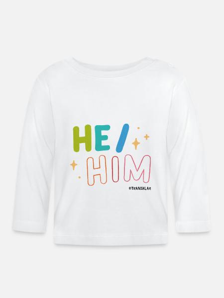 He/ Him - Baby Bio-Langarmshirt - Weiß
