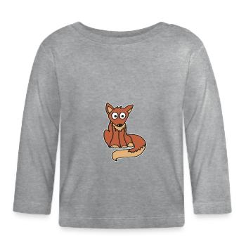 Kleiner Fuchs, Baby, Kinder, Tiermotiv 2023 - Baby Bio-Langarmshirt - Grau meliert - Vorne