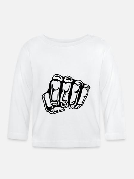 Skull Faust - Baby Bio-Langarmshirt - Weiß