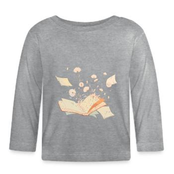 Butterfly Flower Books Bibliophile Bibliophiles Cool - T-shirt manches longues bio Bébé - gris chiné - Devant