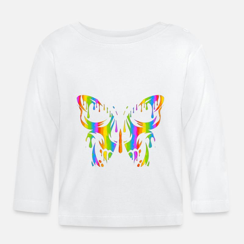Tatouage Papillon Nature Papillons Mignon Cocon D’été - T-shirt manches longues bio Bébé - blanc