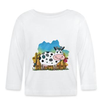 Cow - Organic Baby Long Sleeve T-Shirt - white - Front
