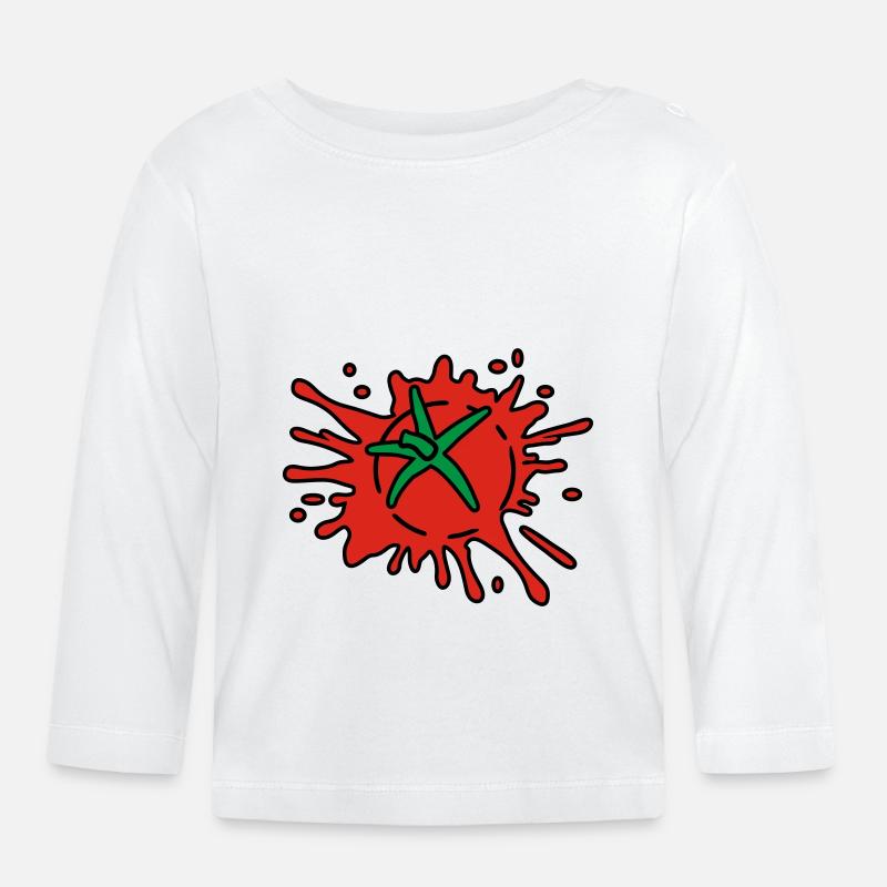smashed tomato - Baby Bio-Langarmshirt - Weiß