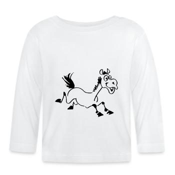 Cheval marrant - T-shirt manches longues bio Bébé - blanc - Devant