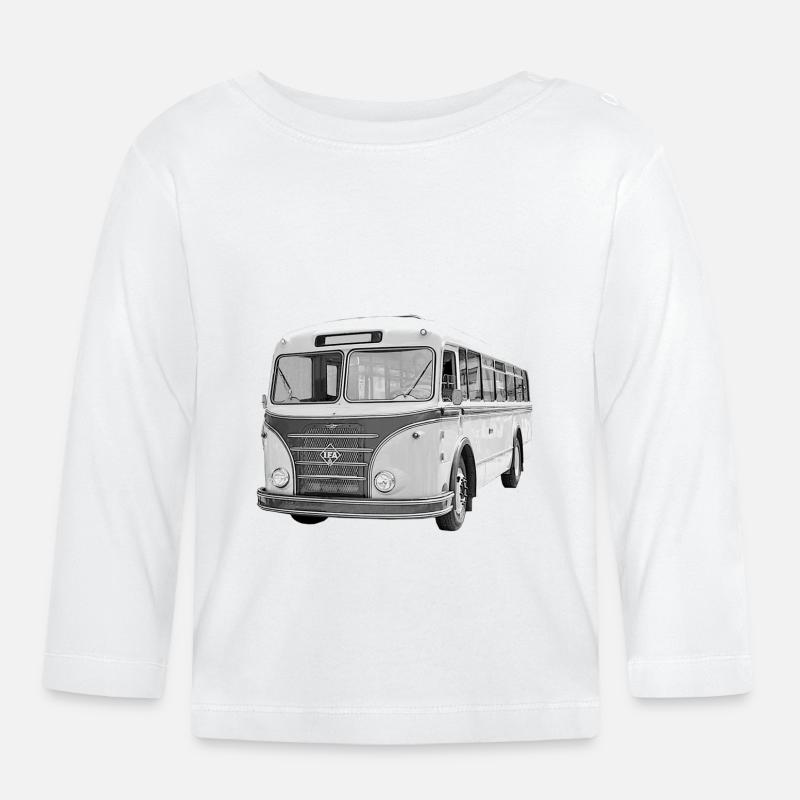 Bus IFA H6B Werdau DDR Oldtimer Ostalgie - T-shirt manches longues bio Bébé - blanc
