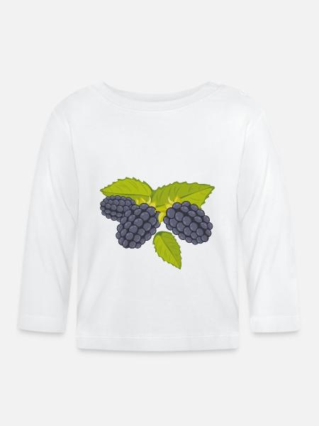 Brombeere - Baby Bio-Langarmshirt - Weiß