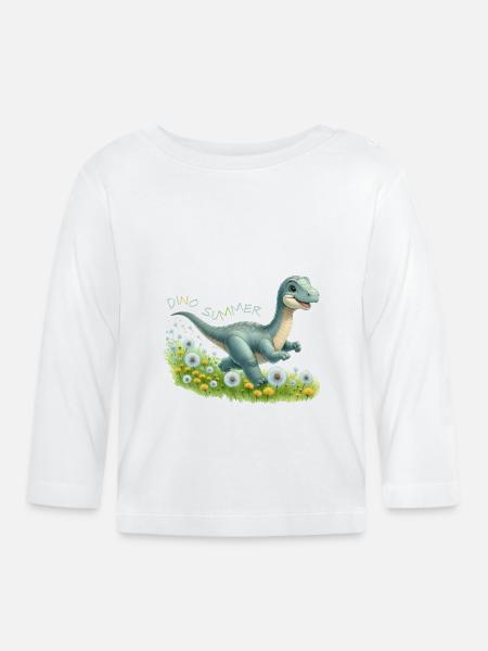 Dino Summer - Brachiosaurus - Baby Bio-Langarmshirt - Weiß